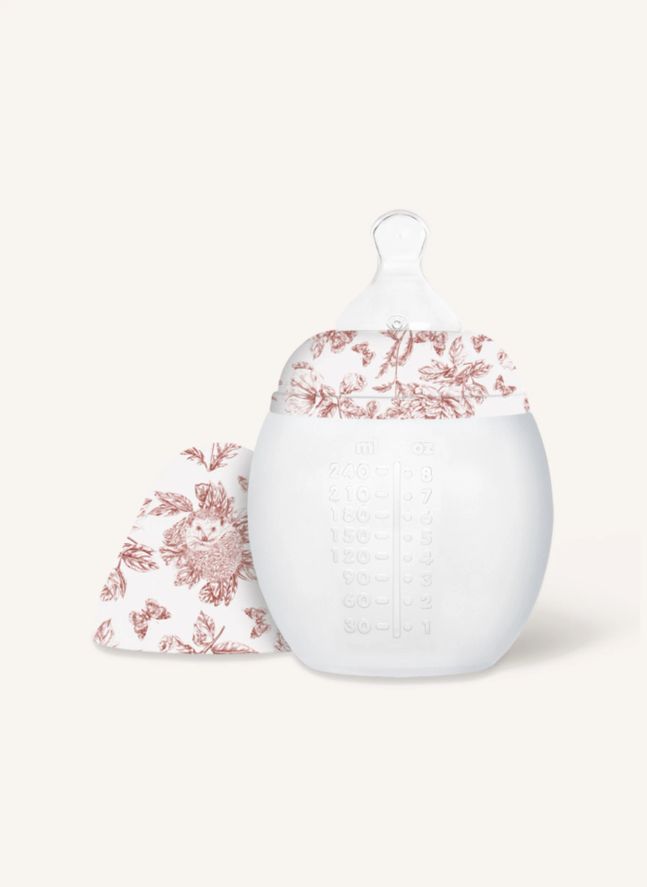 Biberones de silicona médica y tetina fisiológica Toile de Jouy - Elhée x Tartine et Chocolat | Rosa Melocotón