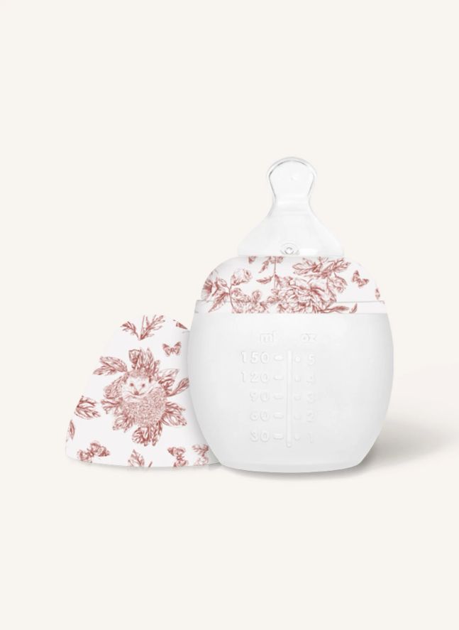 Biberones de silicona médica y tetina fisiológica Toile de Jouy - Elhée x Tartine et Chocolat | Rosa Melocotón