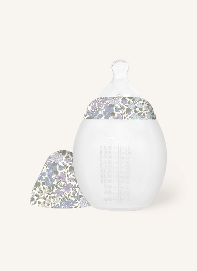 Biberon en silicone médical et tétine physiologique Joanna Louise - Elhée x Liberty | Lavande