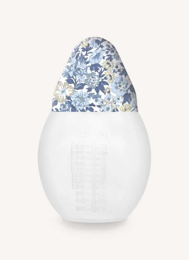 Biberón y tetina fisiológica de silicona médica Honey Dew - Elhée x Liberty | Azul