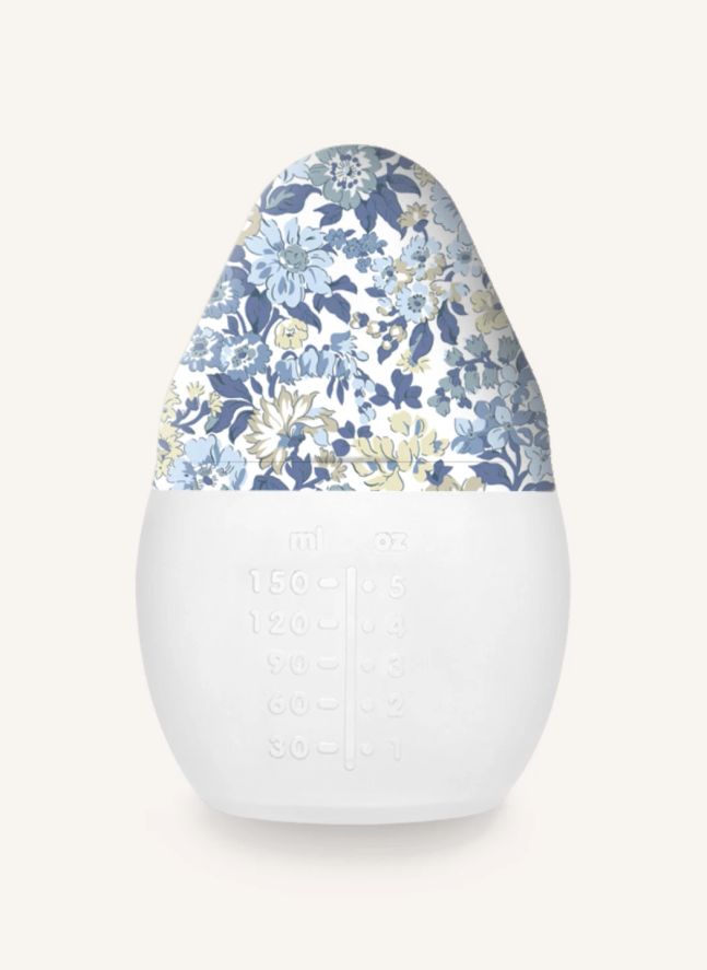 Biberón y tetina fisiológica de silicona médica Honey Dew - Elhée x Liberty | Azul