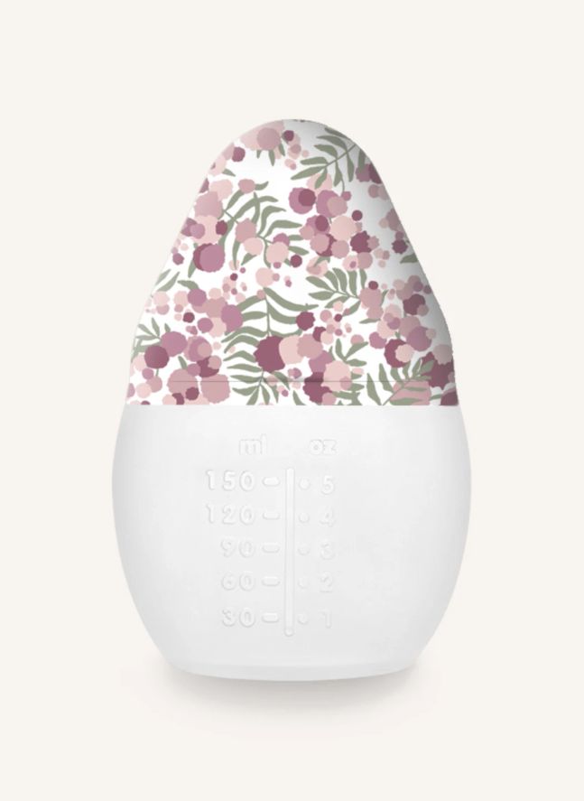 Biberon en silicone médical et tétine physiologique Mimosa Field - Elhée x Liberty | Rose