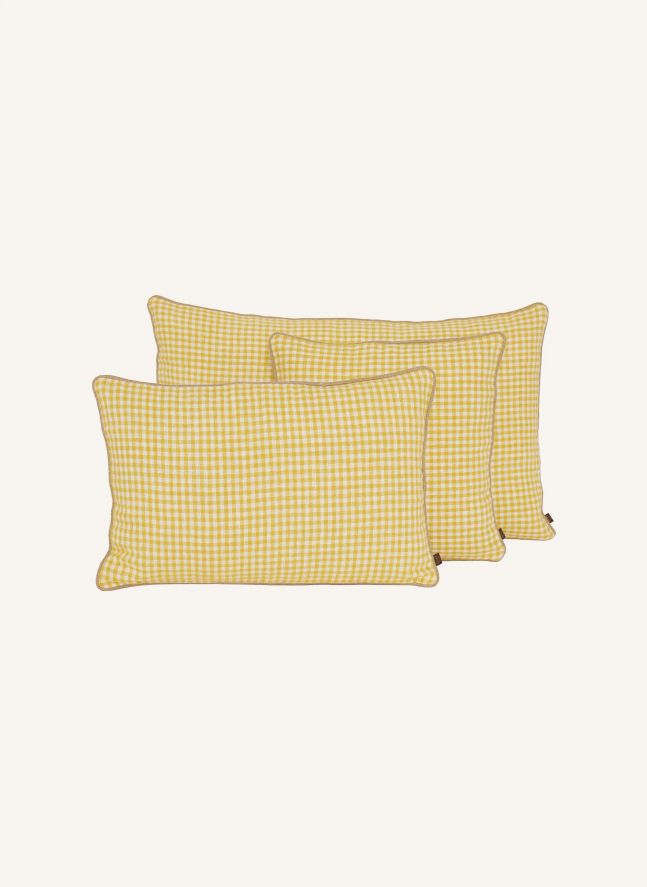 Housse de coussin vichy Piana II | Jaune Paille