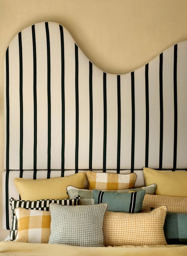 Housse de coussin vichy Piana II | Jaune Paille