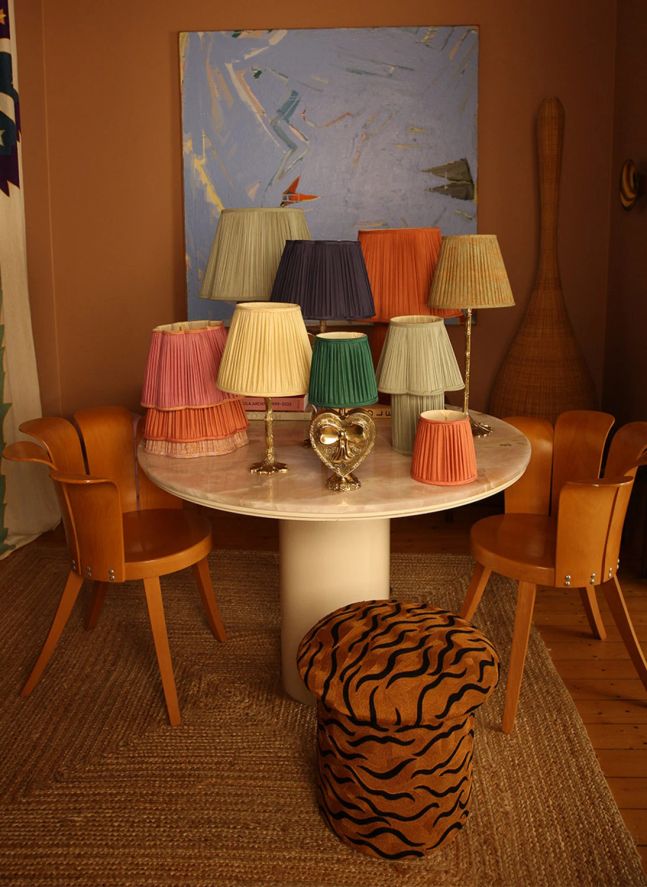 Tabouret brodé Maya Tiger | Camel