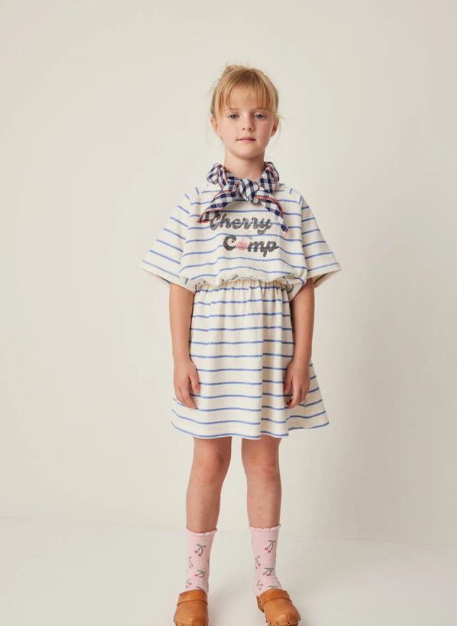 Vestido de rayas Terry | Crudo