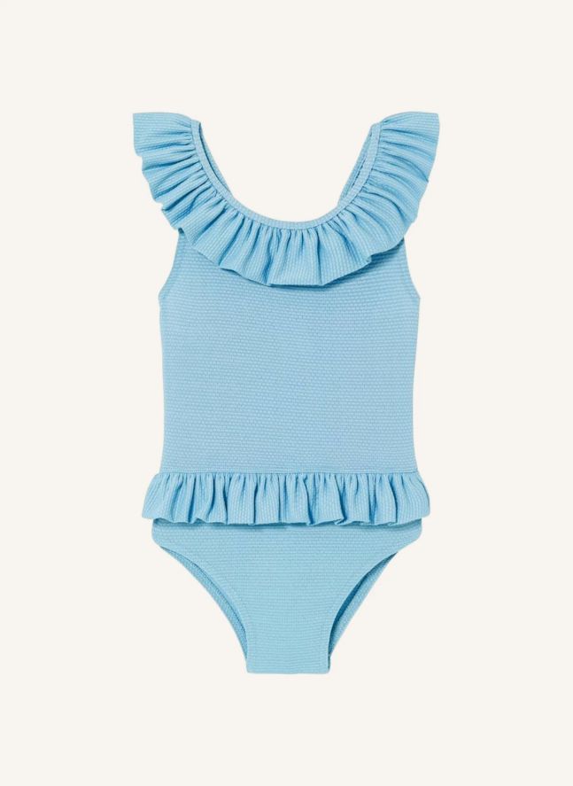 Maillot de Bain à Volants Métallisé | Bleu ciel