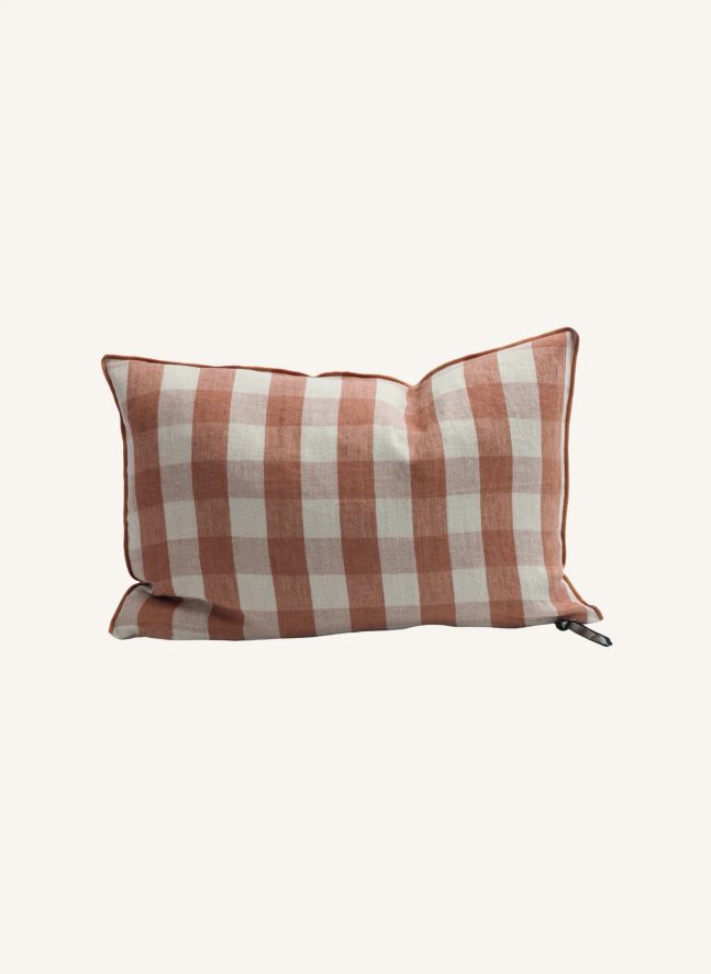 Coussin en lin lavé Vichy Cottage | Terracotta