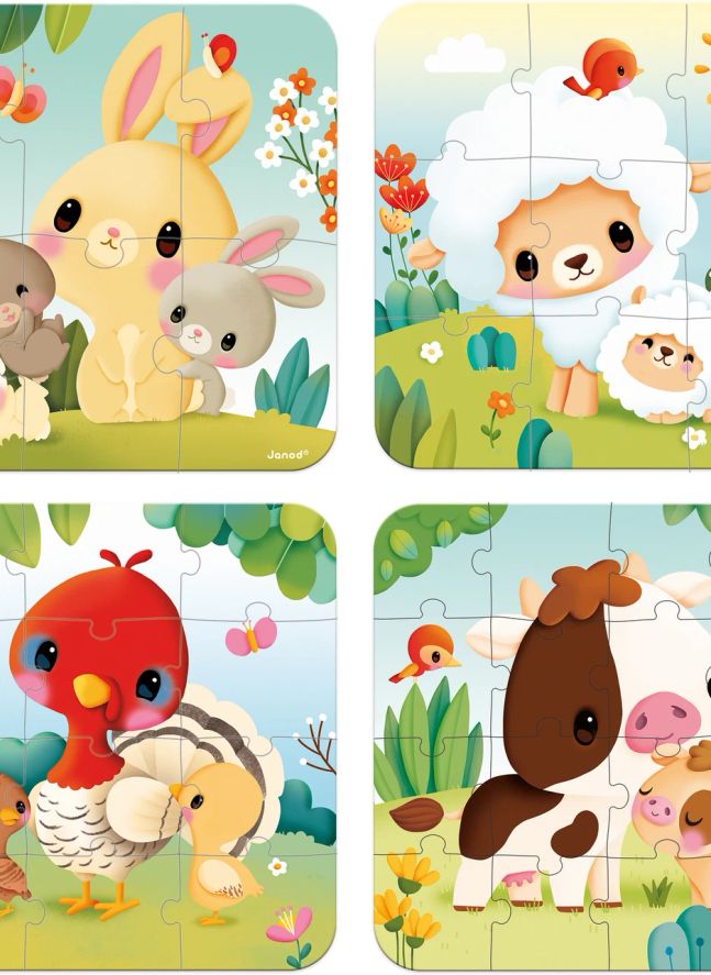 Puzzles évolutifs Animaux de la ferme - 4 puzzles