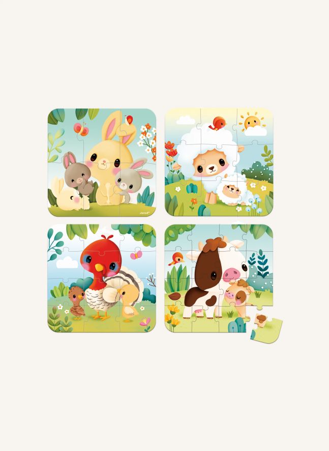 Puzzles évolutifs Animaux de la ferme - 4 puzzles