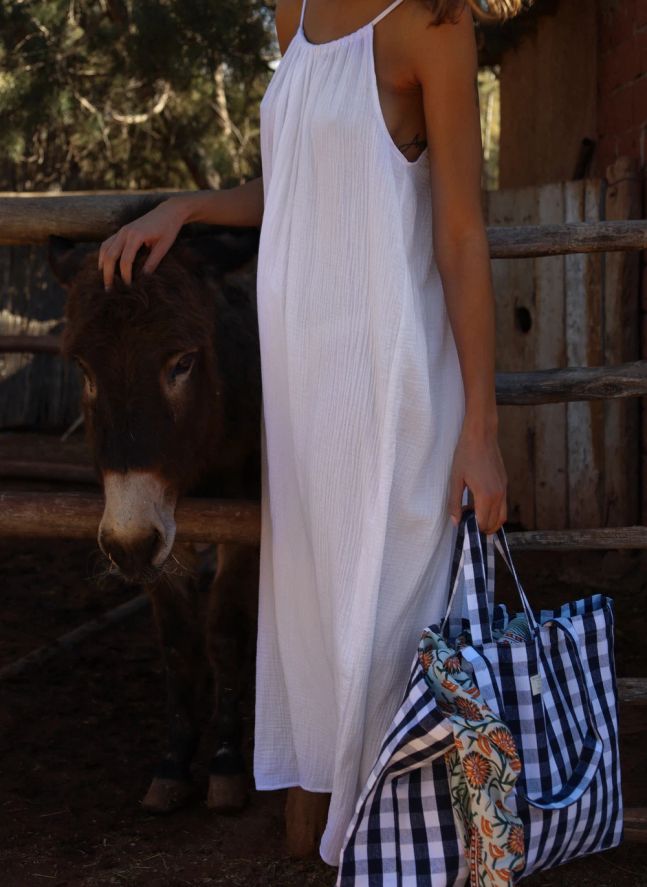 Robe Dos Nu Gaze de Coton | Blanc