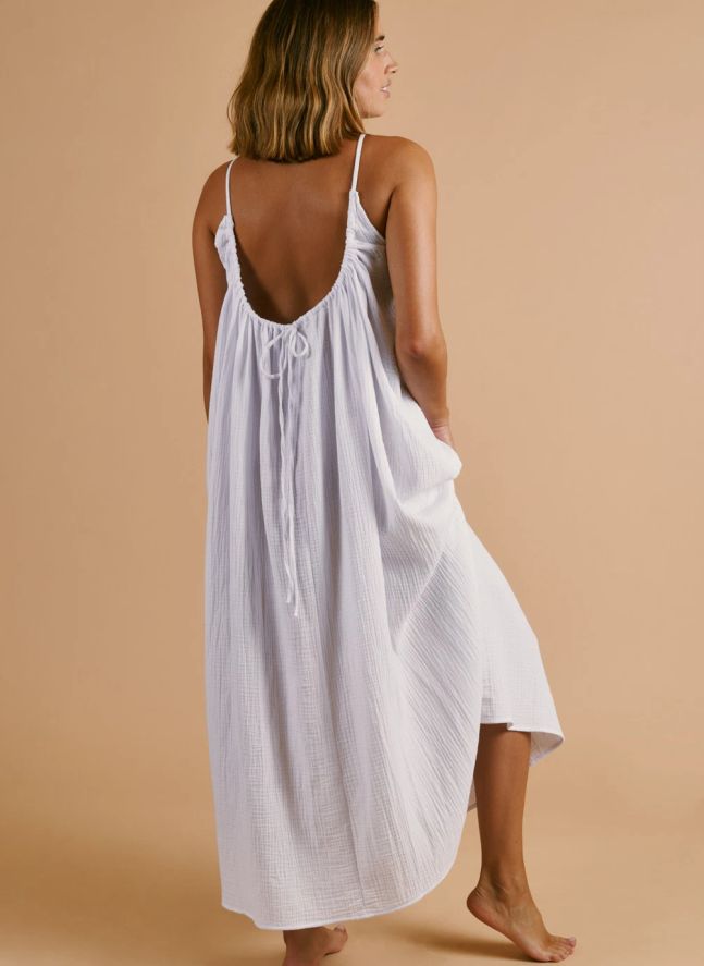 Robe Dos Nu Gaze de Coton | Blanc