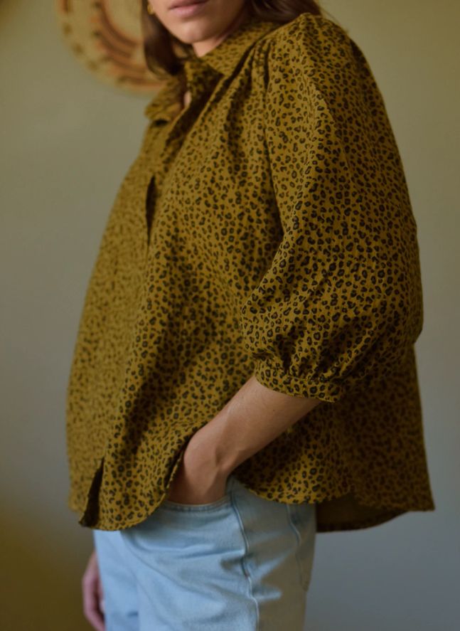 Blouse Appoline Mini Léopard Double Gaze de Coton - Collection Femme | Marron