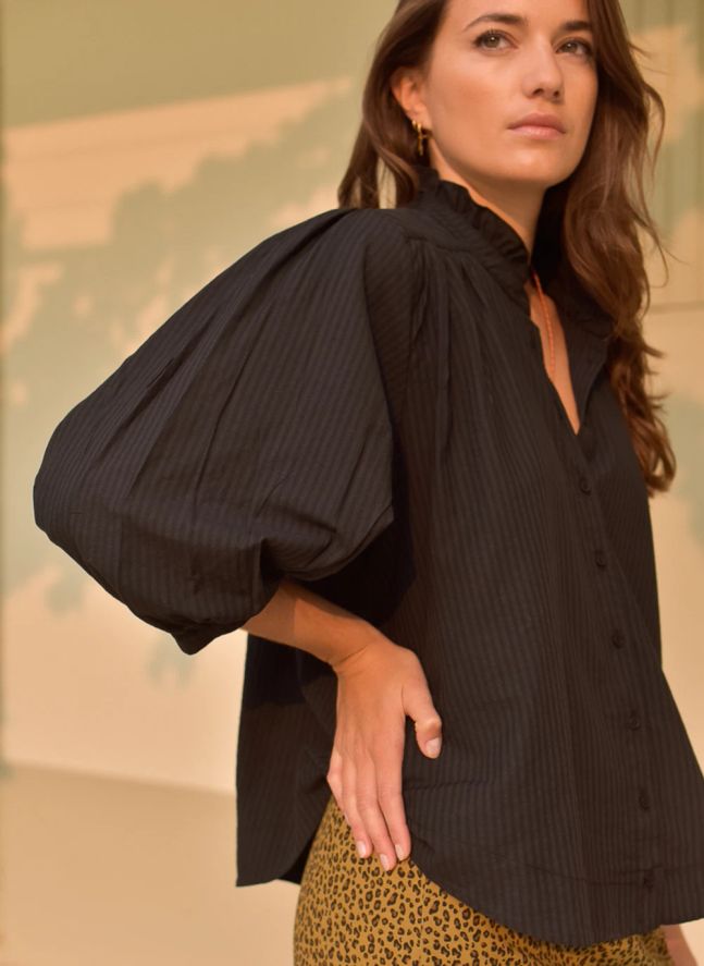 Blouse Dahlia Seersucker - Collection Femme | Noir