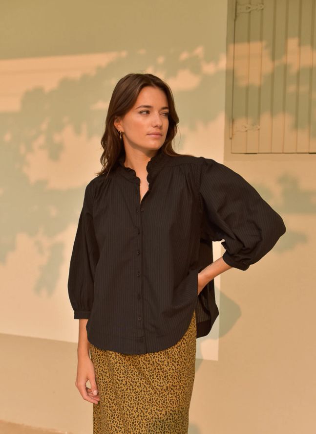 Blouse Dahlia Seersucker - Collection Femme | Noir