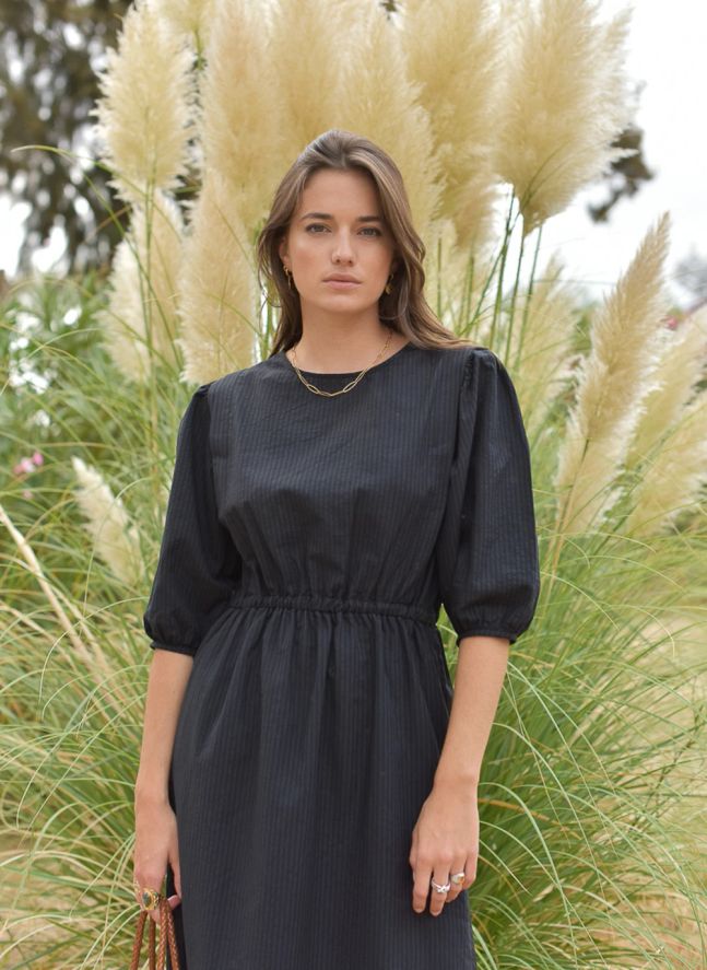 Robe Aime Seersucker - Collection Femme | Noir