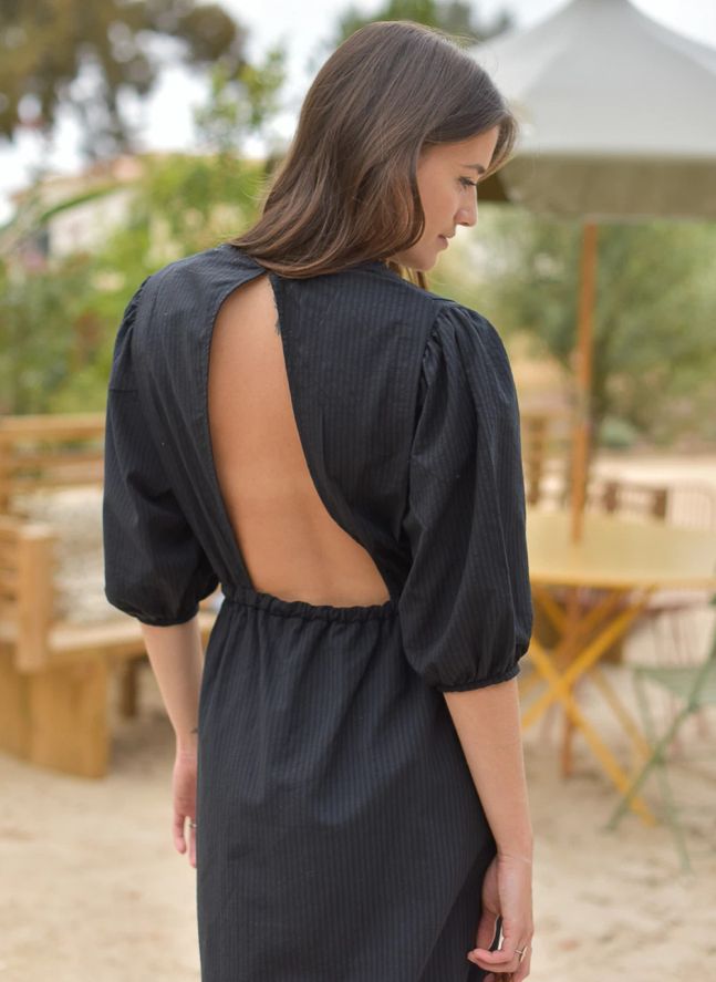 Robe Aime Seersucker - Collection Femme | Noir