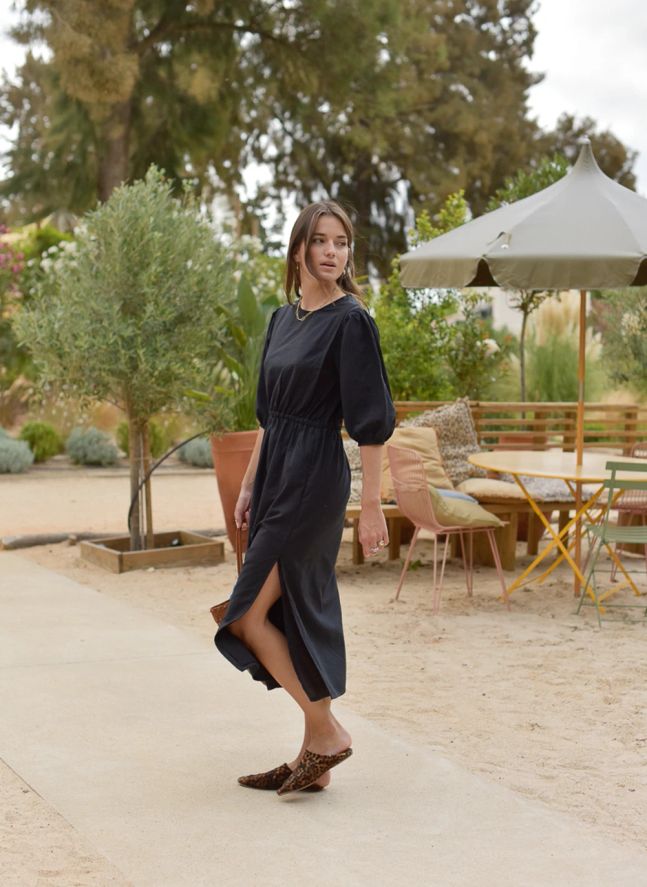 Robe Aime Seersucker - Collection Femme | Noir