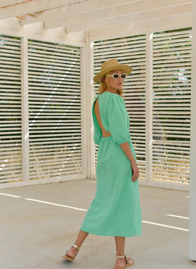 Robe Aime Seersucker - Collection Femme | Vert Menthe