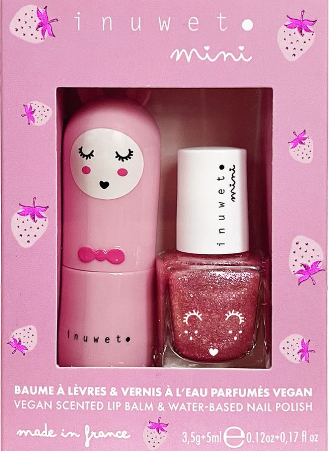 Coffret duo baume à lèvres et vernis à l'eau Fraise  