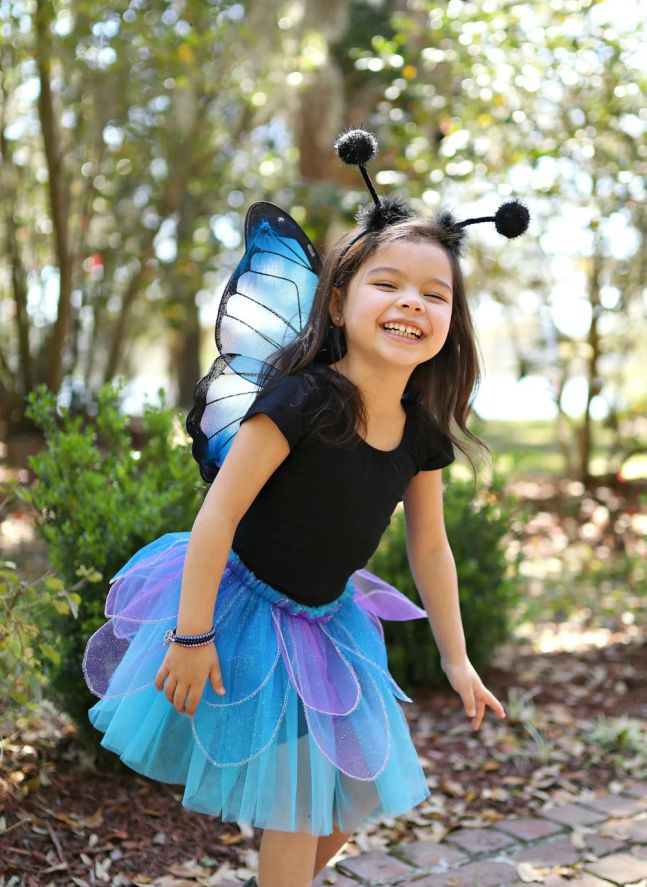 Jupe de papillon avec ses ailes et sa baquette | Bleu