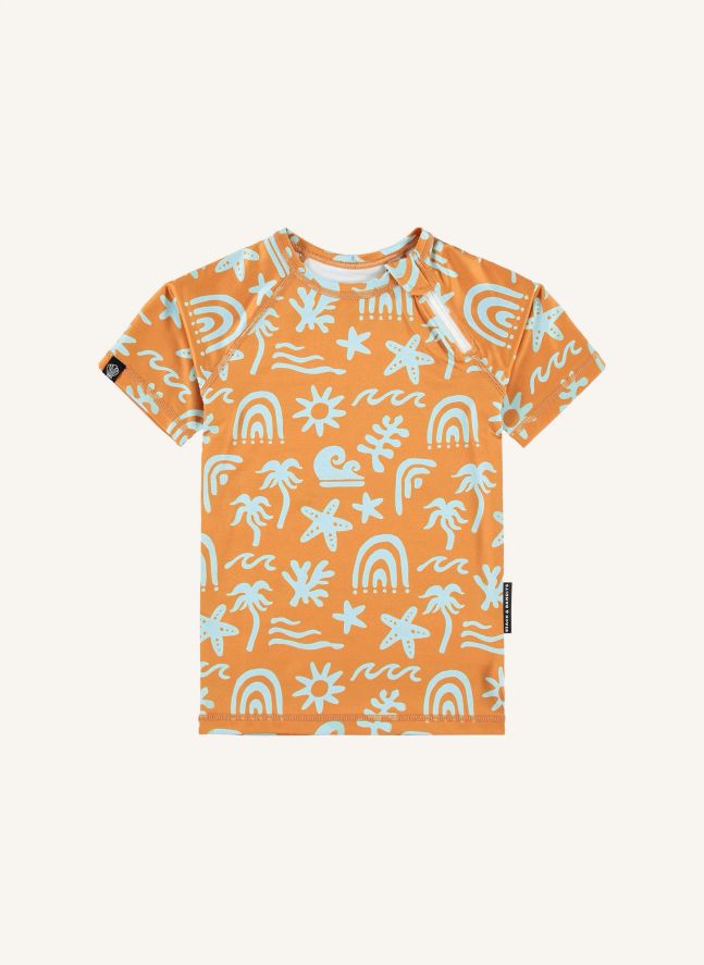 Camiseta Tropical Vibes Anti-UV Fibras recicladas | Naranja