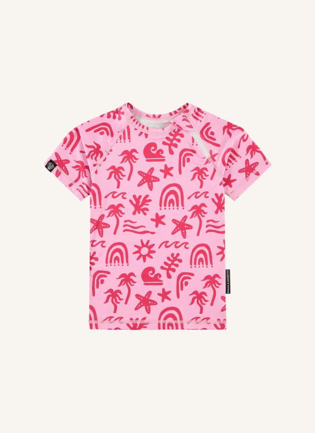 Camiseta Tropical Vibes Anti-UV Fibras recicladas | Rosa