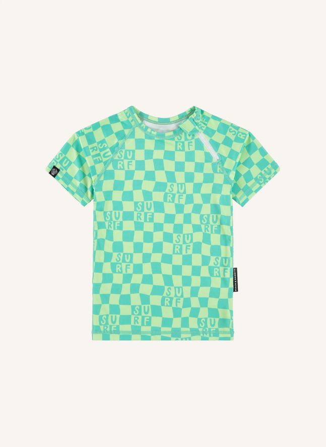 Camiseta de surf a cuadros anti-UV Fibras recicladas | Verde