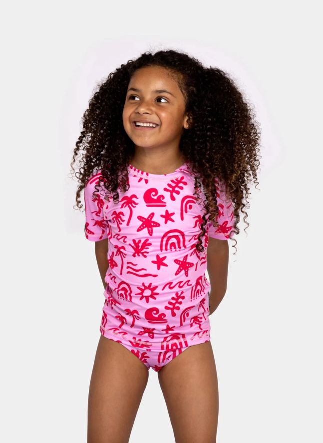 Camiseta Tropical Vibes Anti-UV Fibras recicladas | Rosa