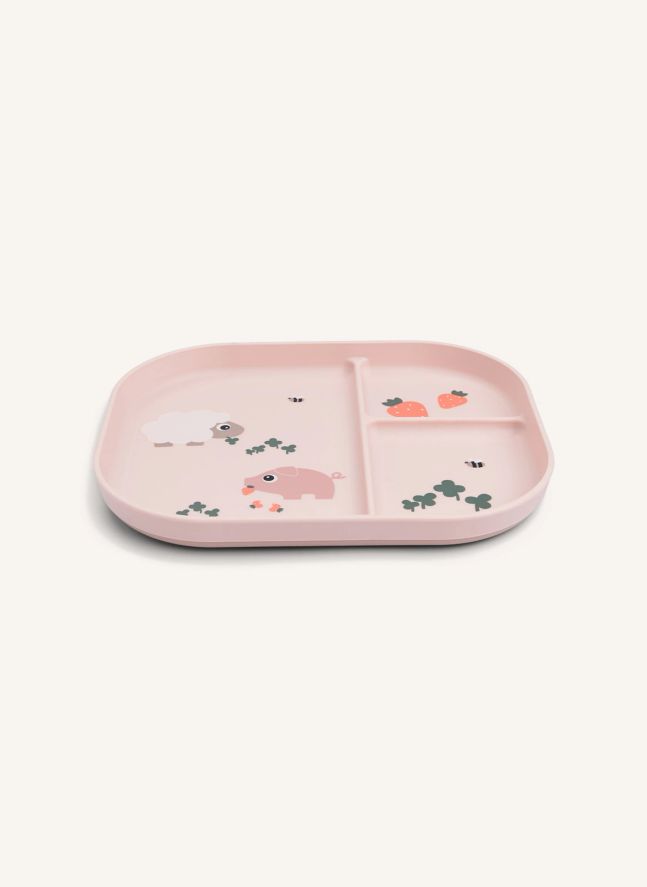Tiny Farm compartmentalized plate | Pink
