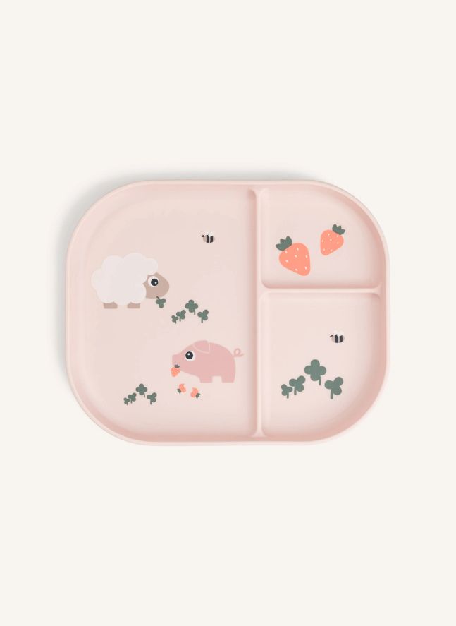 Tiny Farm compartmentalized plate | Pink