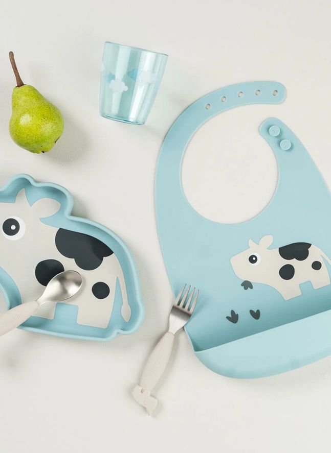 Dotti silicone plate with suction cup | Light blue