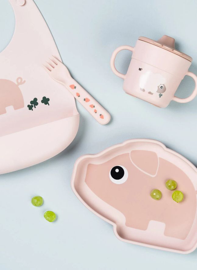 Pigee silicone plate with suction cup | Pale Pink