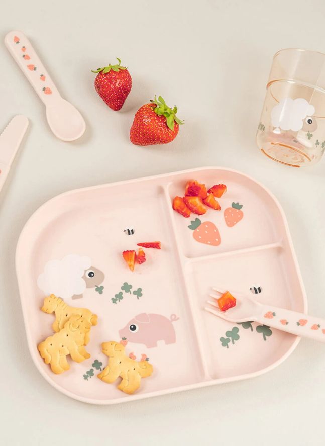 Tiny Farm compartmentalized plate | Pink