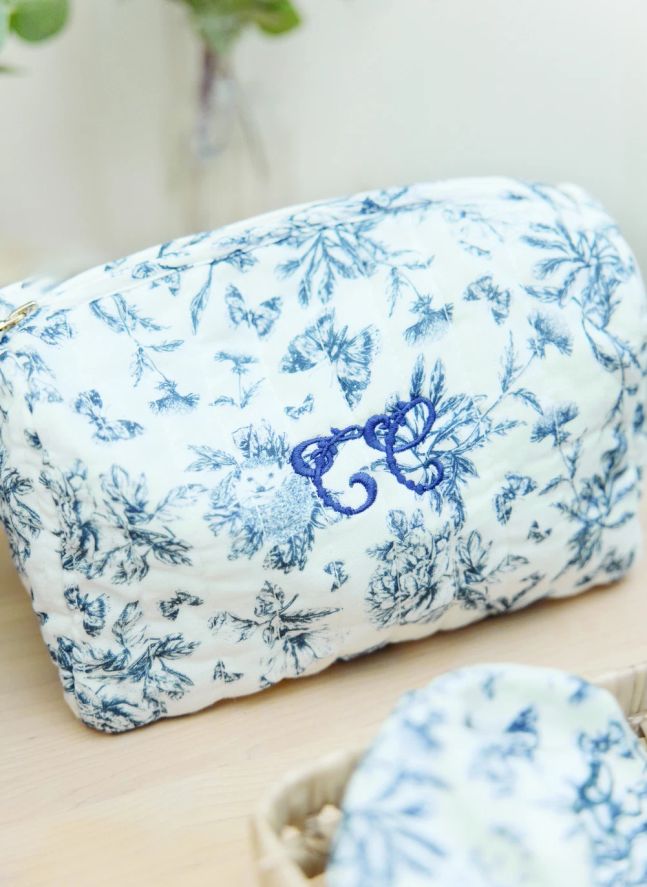 Trousse toilette Toile de Jouy | Bleu marine
