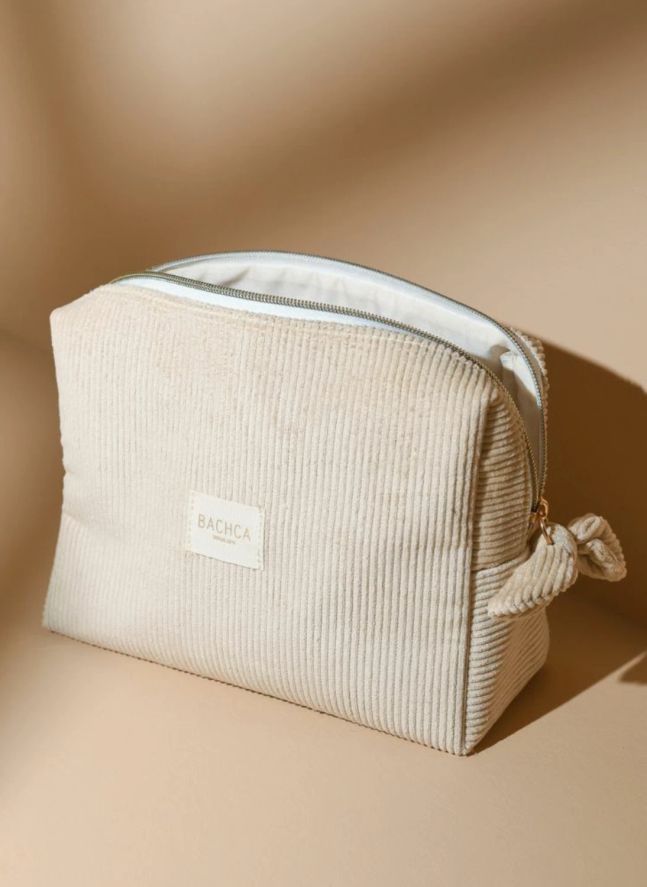Trousse de toilette en velours  | Beige