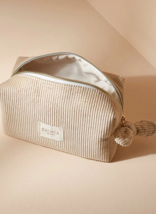 Trousse à maquillage en velours | Beige
