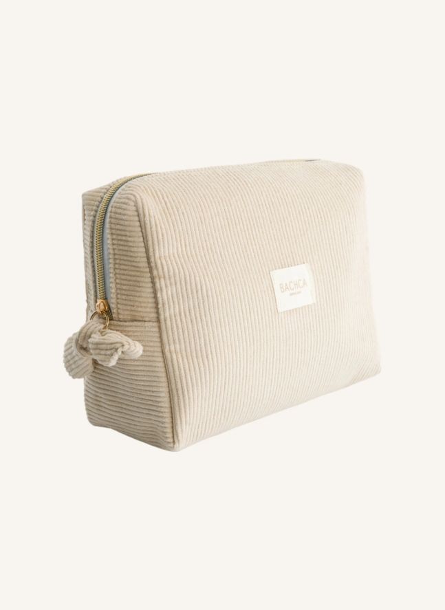 Trousse de toilette en velours  | Beige