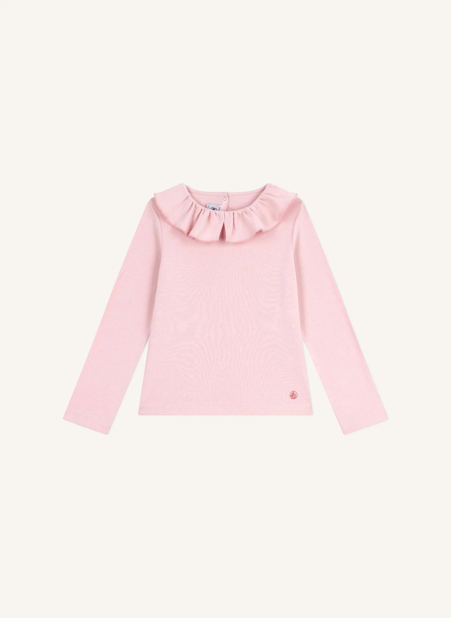 T-shirt Col Volants Coton Bio | Rose- Image produit n°0