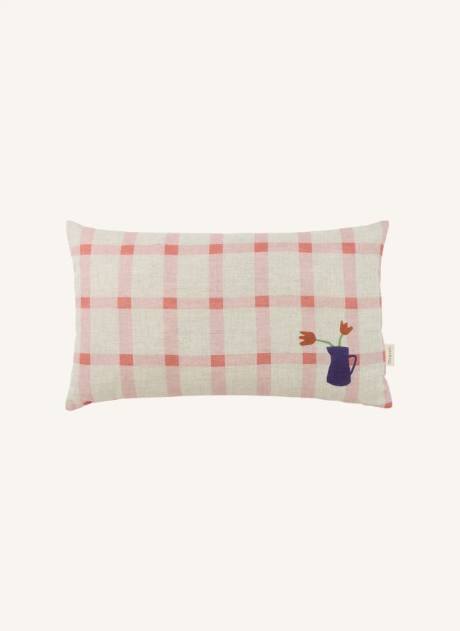 Coussin rectangulaire Tulipe Vibes - Lin Français | Rose