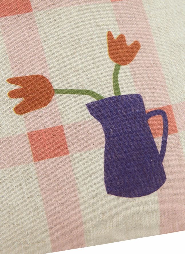 Coussin rectangulaire Tulipe Vibes - Lin Français | Rose