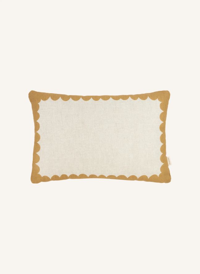 Coussin rectangulaire Vibes - Lin Français | Jaune moutarde