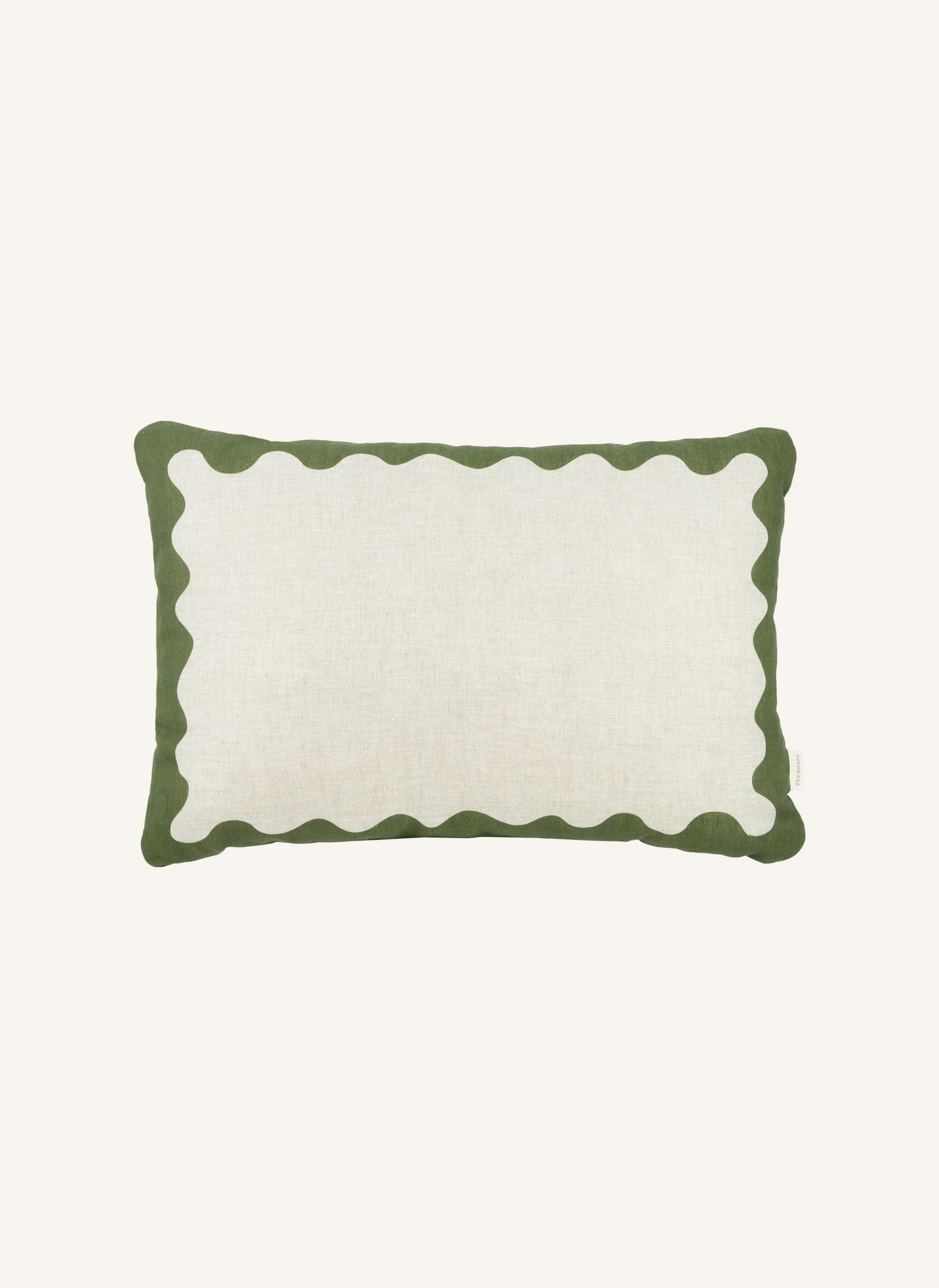 Coussin rectangulaire Vibes - Lin Français | Vert- Image produit n°0