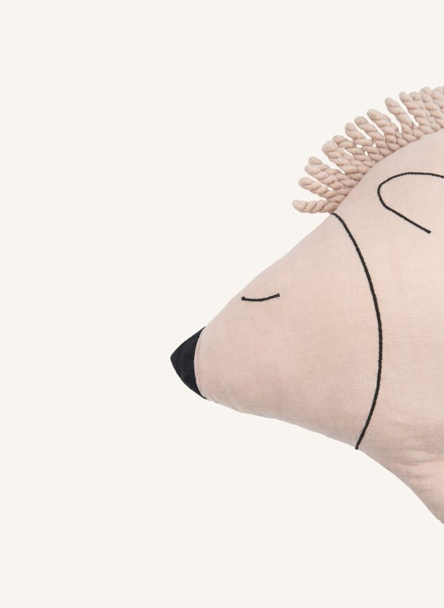Coussin Enzo le Hérisson - Lin Français | Rose pâle