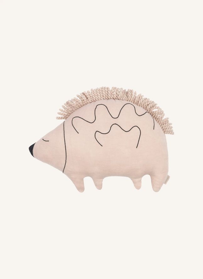 Coussin Enzo le Hérisson - Lin Français | Rose pâle