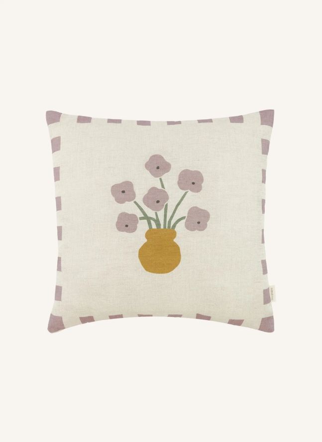 Coussin Fleurs - Lin Français | 	Lilas