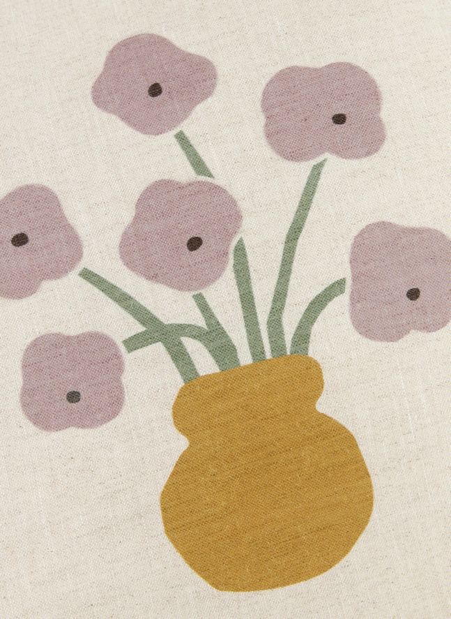Coussin Fleurs - Lin Français | 	Lilas