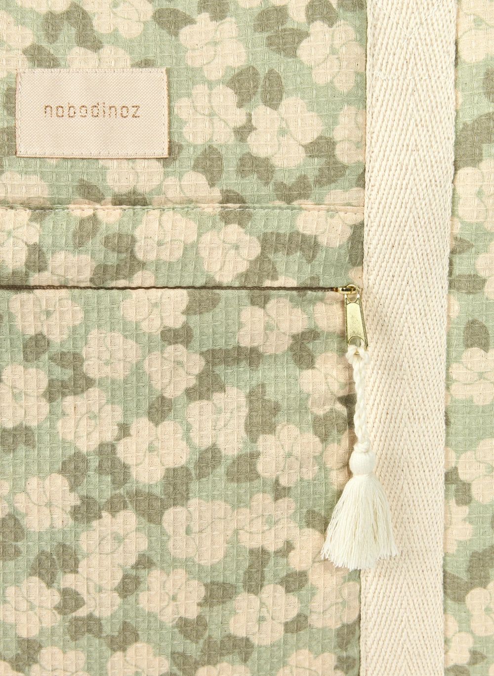 Sac de maternité imperméable en coton bio Opéra Sakura | Sauge- Image produit n°3
