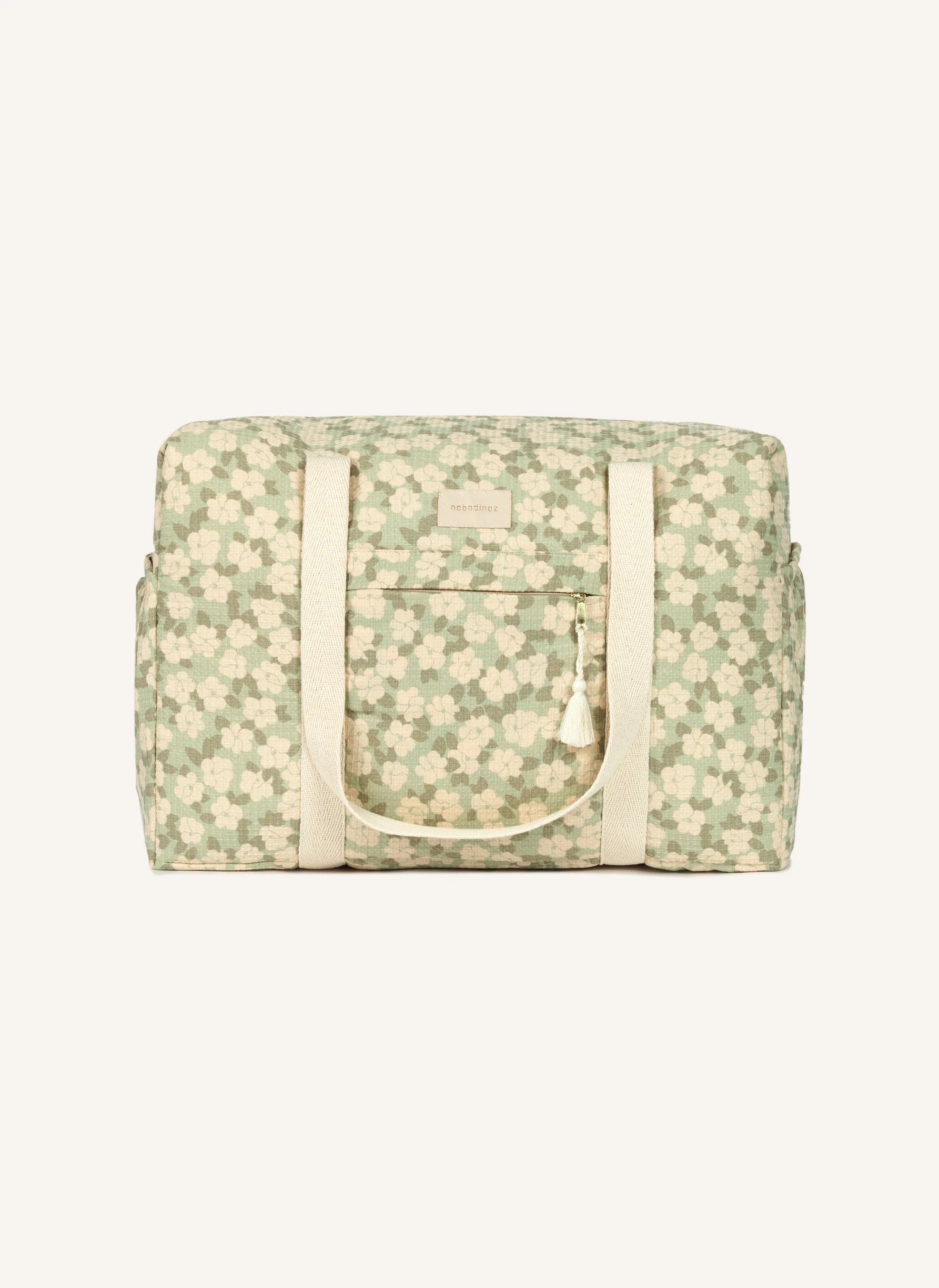 Sac de maternité imperméable en coton bio Opéra Sakura | Sauge- Image produit n°0