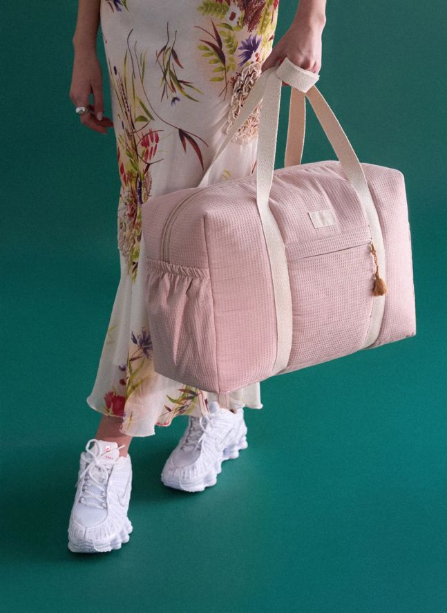 Sac de maternité imperméable en coton bio Opéra | Rose pâle